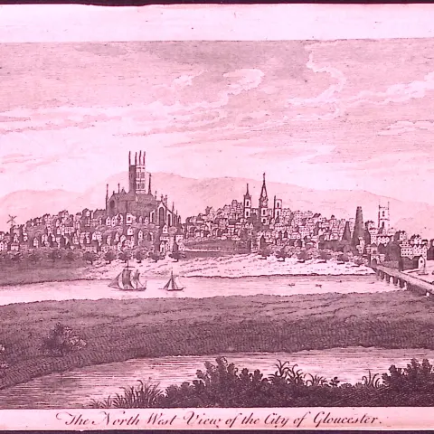 View Gloucester City Rare 1776 Georgian Copper Plate Antique Engraving -62