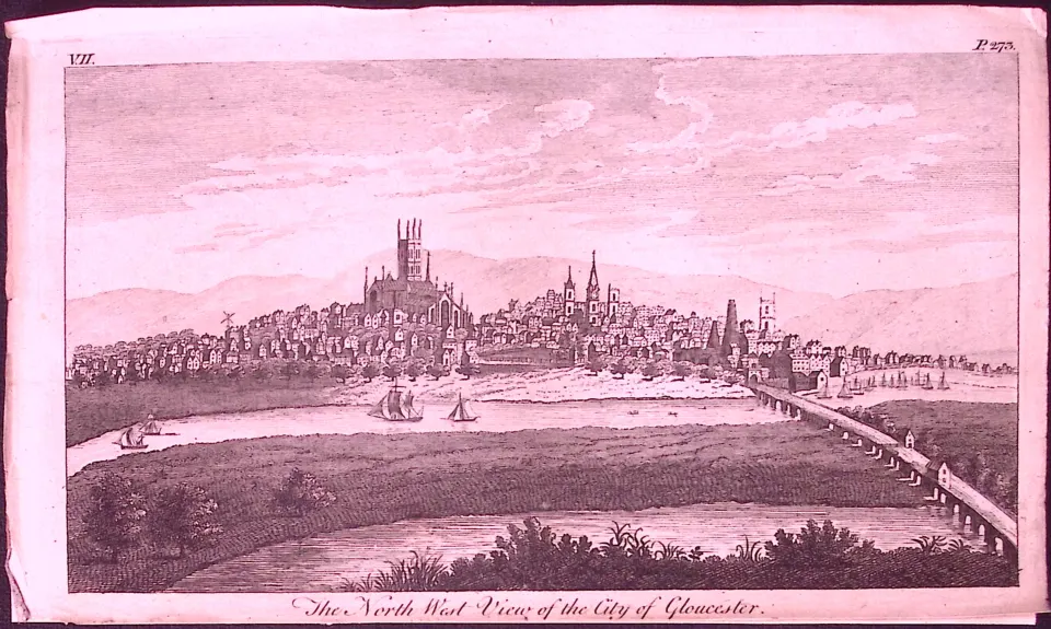 View Gloucester City Rare 1776 Georgian Copper Plate Antique Engraving -62