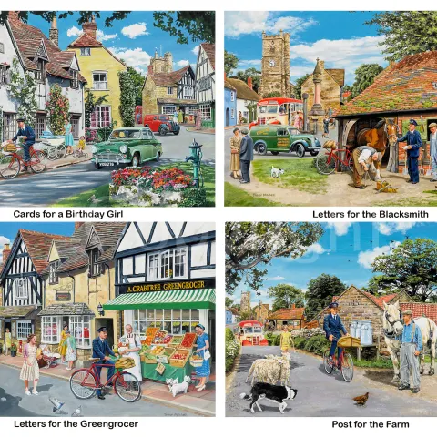 A Day In The Life of The Village Postman Stunning Metal Wall Art