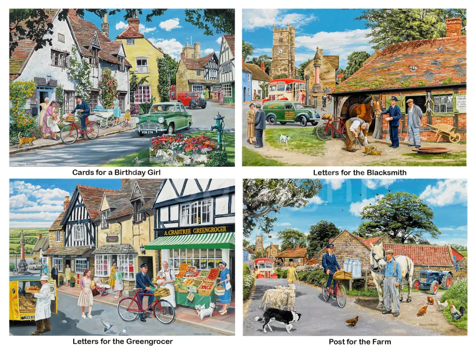 A Day In The Life of The Village Postman Stunning Metal Wall Art