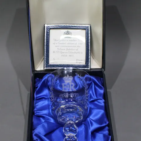 Cased Stuart Crystal Commemorative Silver Jubilee Goblet