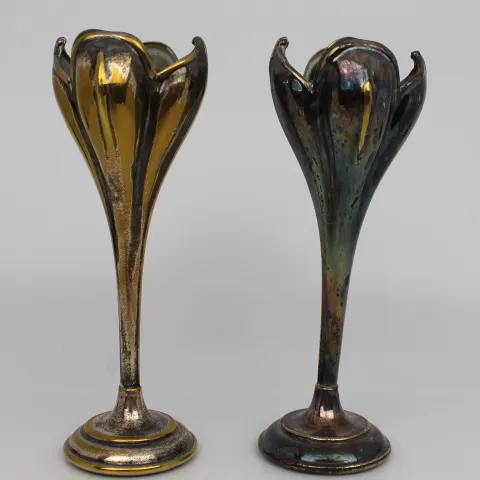 Pair of Silver Plated Art Nouveau Lilly Vases