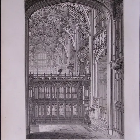 Westminster Abbey London 190 Years-Old John Britton Antique Steel Engraving-191