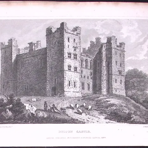 Bolton Castle Yorkshire 198 Years-Old Thomas Allen Antique Steel Engraving-7