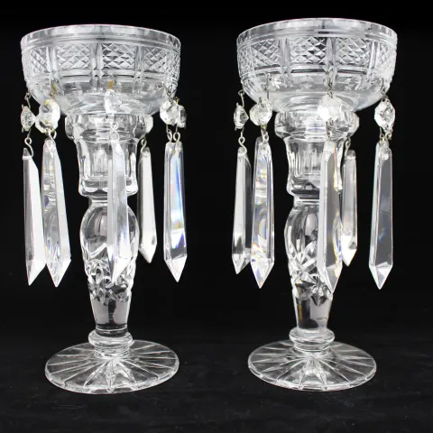 Pair of Cut Glass Crystal Lustres