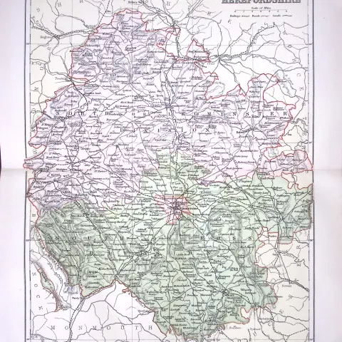Herefordshire J H F Brabner Coloured Antique 130 Years-Old Map-11-TR