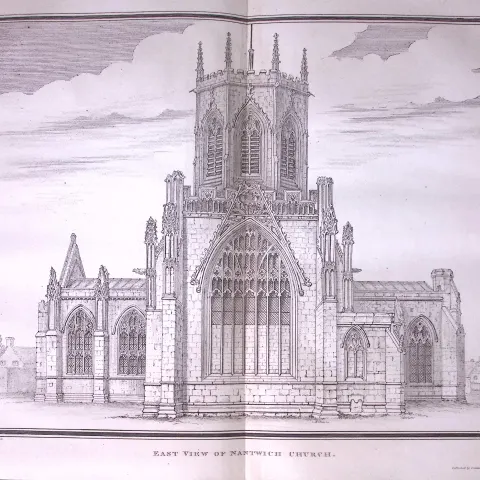 View Nantwich Church Cheshire Antique 216-Year-Old Large Copperplate-20-TR.