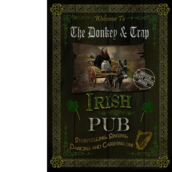  Irish Pub Sign "The Donkey & Trap"  Vintage Style Metal Wall Art.