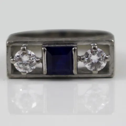 Sapphire & Diamond Three Stone White Gold Ring