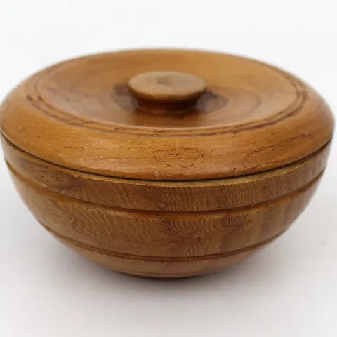 Small Turned Wooden Lidded Pot – Signed 'Atkinson'