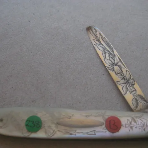 Victorian Mother of Pearl Hafted Silver Bladed Folding Fruit Knife