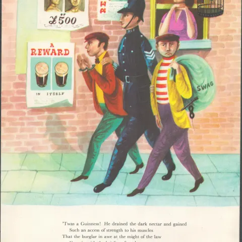 Double Sided Guinness Illustration Page 1953 "Cops & Robbers"A Genuine Double Sided Lithographed
