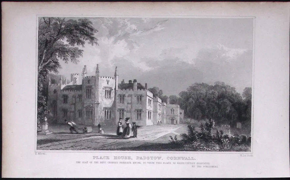 Cornwall Padstow Place-House Antique 193 Years-Old Steel-Engraving-33