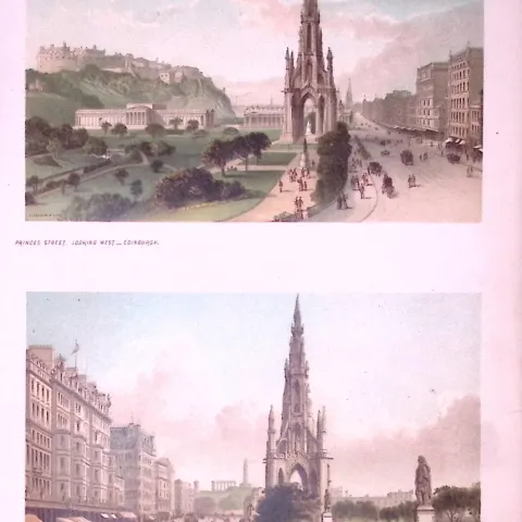 Scotland Edinburgh Views of City Princess Street Coloured Antique Print-2.