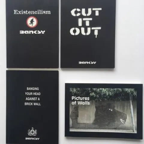 BANKSY(British b.1974-) 3 Self Published Books 1st Edition 2001 to 04 & Pictures on Walls
