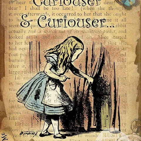 Alice in Wonderland Curiouser & Curiouser Designed Large Metal Wall Art