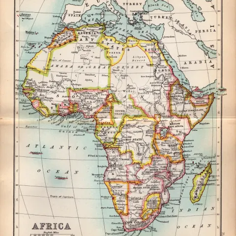 Africa Continent & Egypt Double Sided Antique 1896 Map.