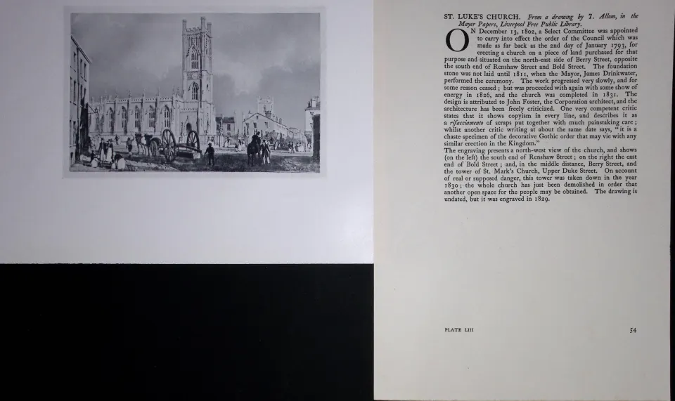 Liverpool St Lukes Church (1829) Published Antique 1913 Monochrome Print-16