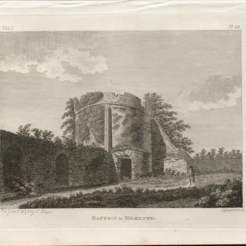 Bastion in Kilkenny  Rare 1791 Francis Grose Antique Print.