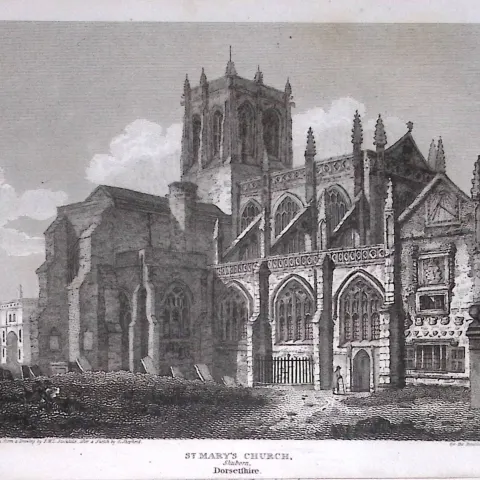 St Marys Church Dorsetshire Antique 223 Years-Old Georgian Steel-Engraving-181