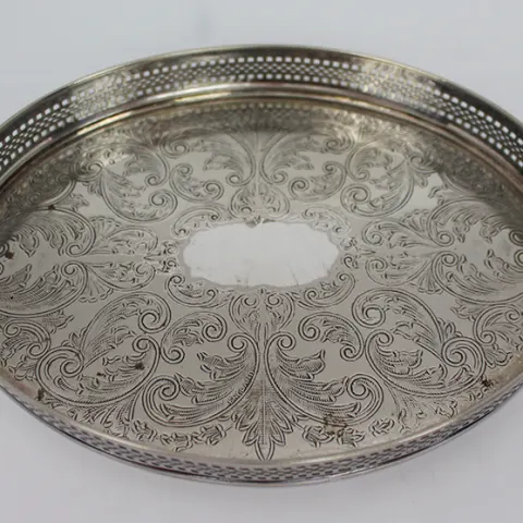 Small Silver Plated Cavalier Galleried Tray