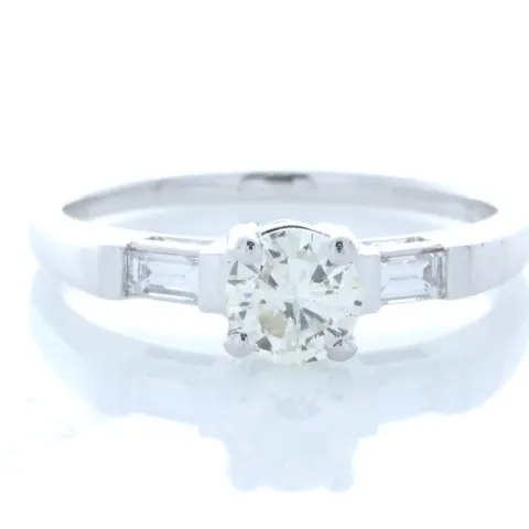 18ct White Gold Baguette Shoulder Set Diamond Ring  0.67 Carats