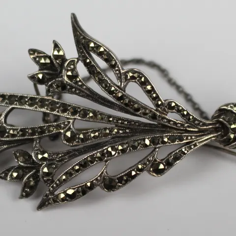 Art Deco Silver and Marcasite Spray Brooch