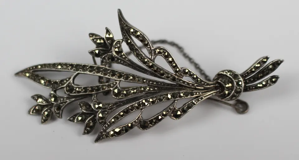 Art Deco Silver and Marcasite Spray Brooch