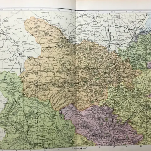Coloured Antique Large Map Yorkshire North West GW Bacon 1904.