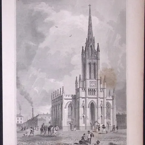 St Matthews Church Camp Field Manchester Antique 195 Years-Old Steel-Engraving-33