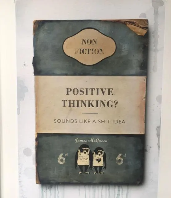James McQueen (b 1977) Penguin Classics ‘Positive Thinking -Sounds Like A Shit Idea’, Clay print, 24