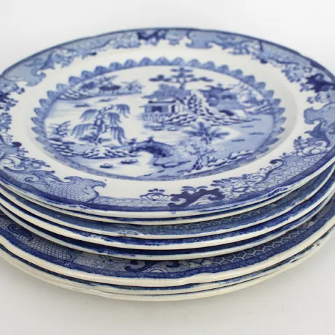 Collection of 8 Mason's Ironstone Blue & White Plates