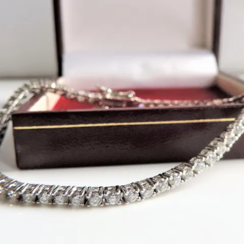 Sterling Silver Gemstone Tennis Bracelet New with Gift Pouch
