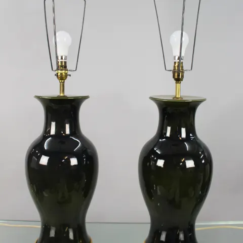 Pair of Vintage Ceramic & Gilt Table Lamps