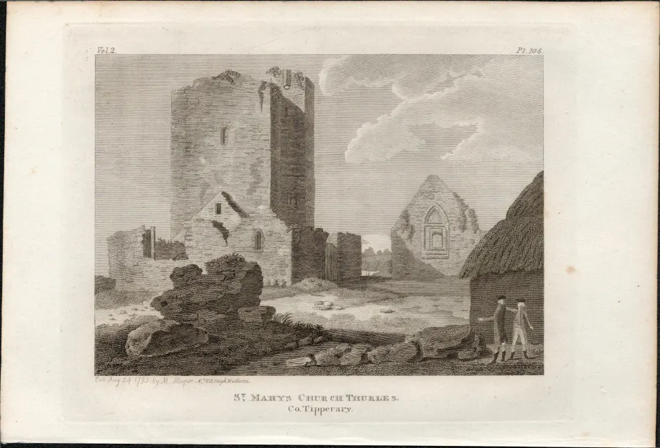 St Marys Church Thurles Co Tipperary Rare 1791 Francis Grose Antique Print.
