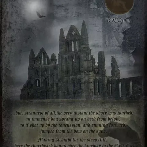 Dracula Whitby Steps Original Mounted 1897 Victorian Penny Metal Art Display