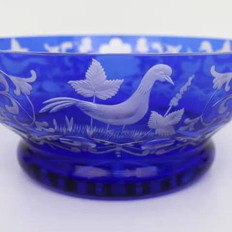 Blue Overlay Crystal Bowl