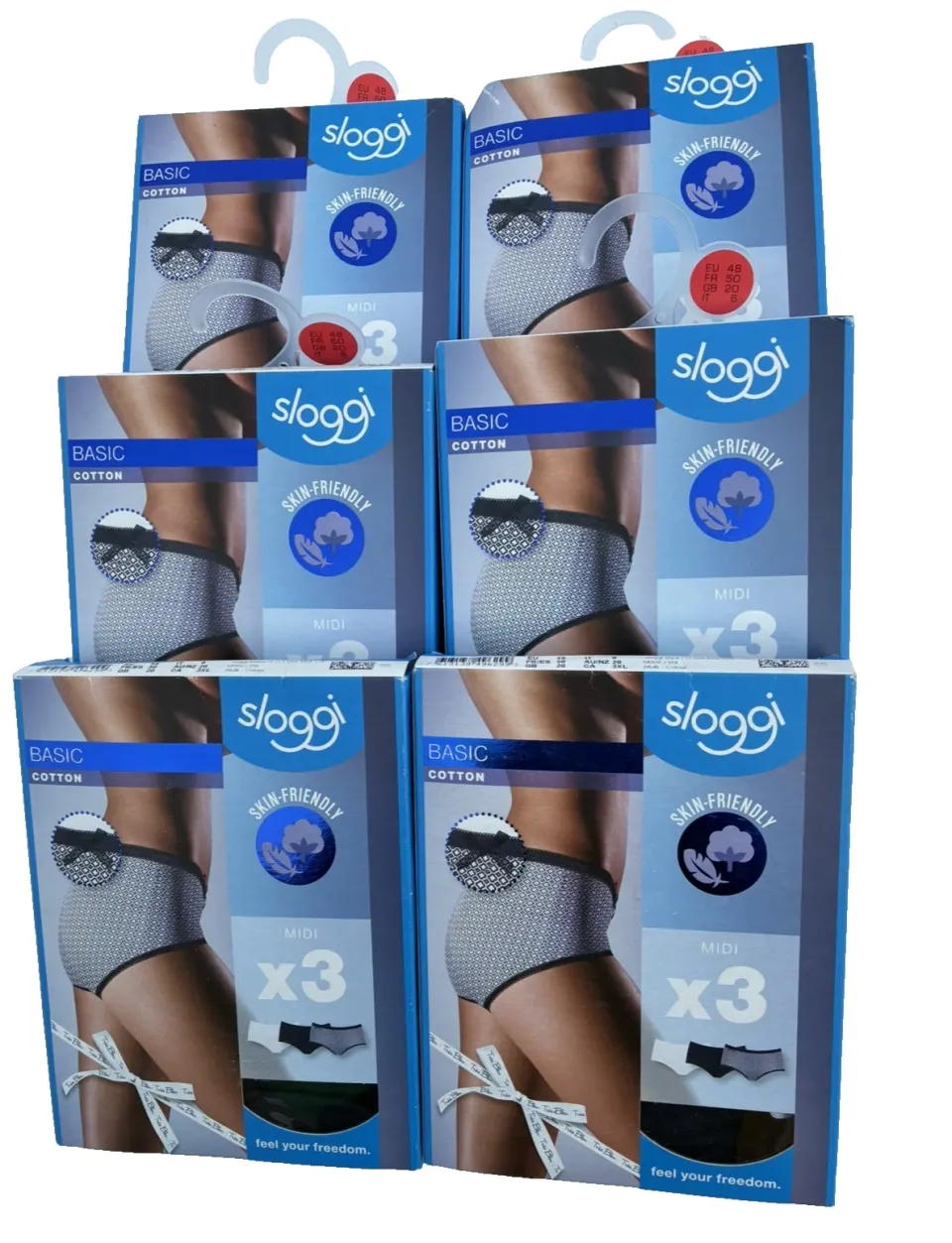 6 Sloggi Basic Cotton 3 Pack Midi Briefs Size 20