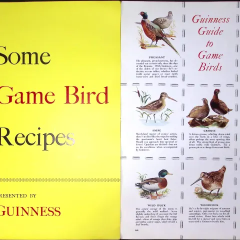 Guinness Guide Game Bird Recipes Coloured 60-Year-Old 4 Page Print