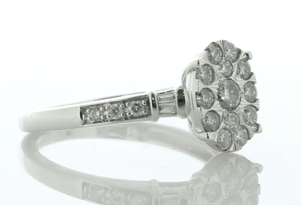 14ct White Gold Oval Cluster Diamond Ring 0.65 Carats