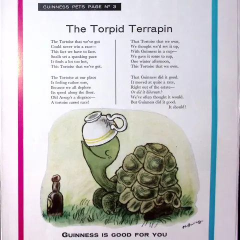 Guinness 1961 Original 64 Years-Old Print The Torpid Terrapin- G.E.3383-A
