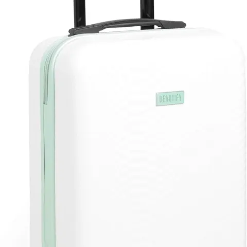 Brand New Cabin Suitcase,, White & Mint  Lightweight Wheeled Hand Luggage