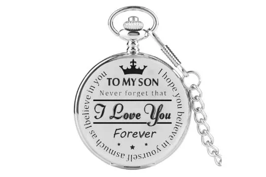Engraved Quartz Pocket Watch L14a sku-3707