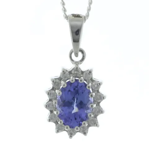 9ct White Gold Diamond And Tanzanite Pendant (T0.84) 0.14 Carats