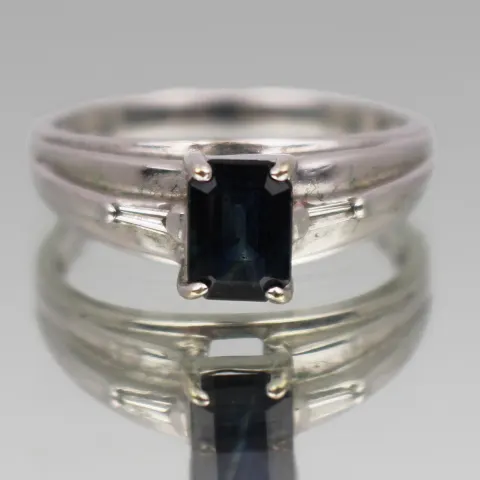 Emerald Cut Tourmaline 14ct White Gold Ring