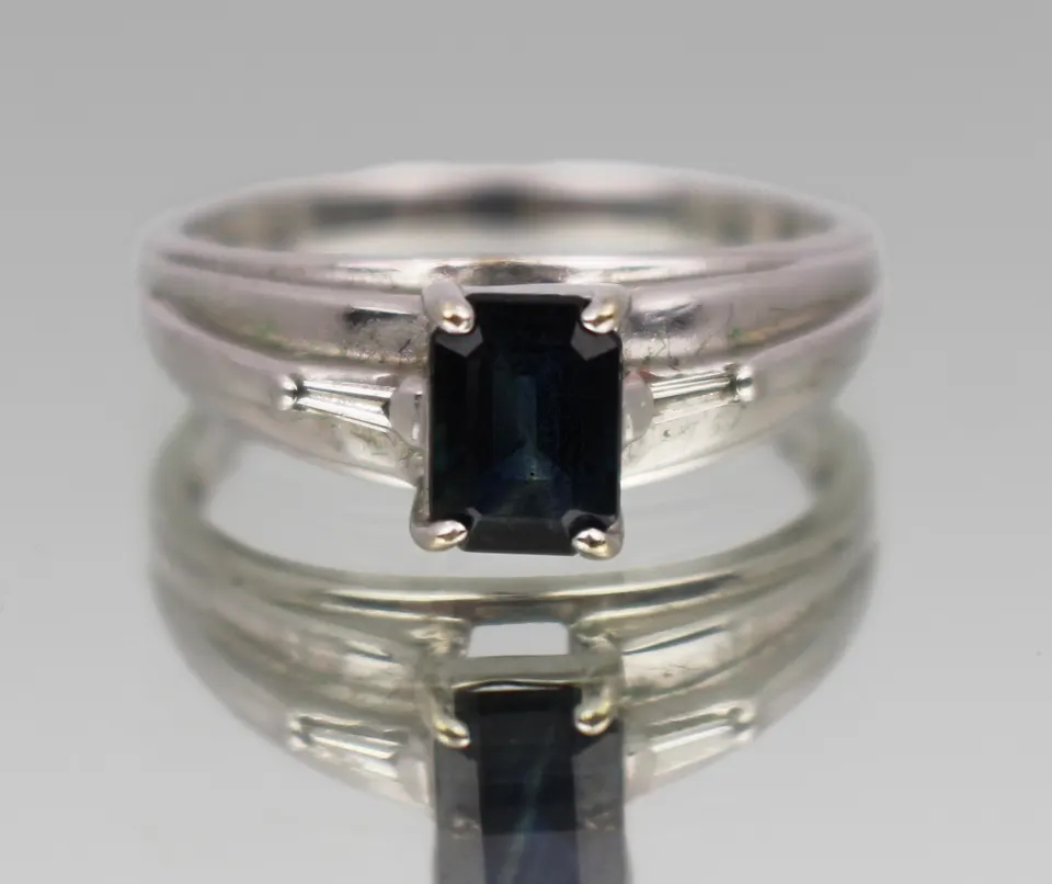 Emerald Cut Tourmaline 14ct White Gold Ring