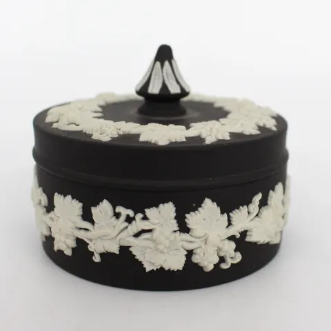 Wedgwood Black Jasperware Lidded Trinket Box