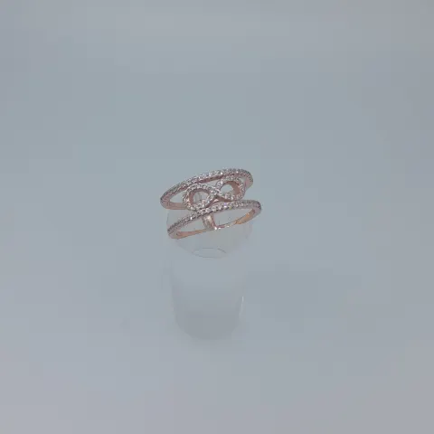 Silver and Rose Gold Plated Infinity Ring Set With CZ Stones