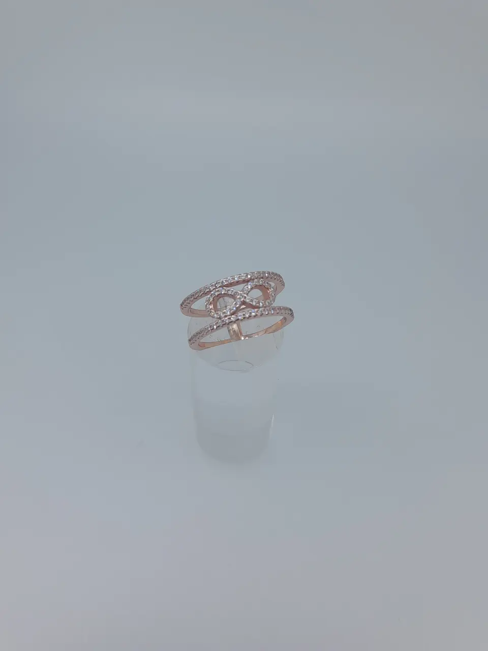 Silver and Rose Gold Plated Infinity Ring Set With CZ Stones