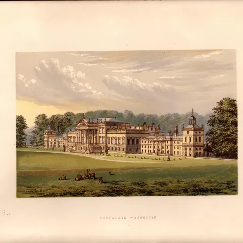 Wentworth Woodhouse Yorkshire  Gilt-Edge Coloured Antique Book Plate.